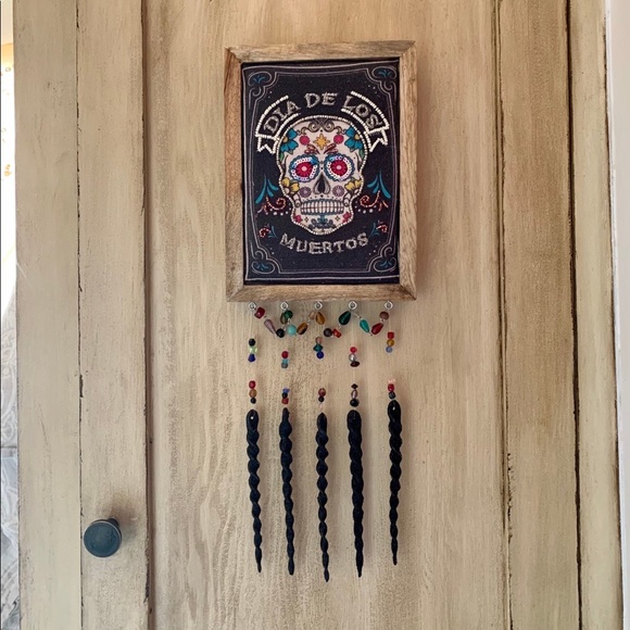 Day Of The Dead Skull Dia De Los Muertos Beaded Halloween Hanging Wall Art - Picture 15 of 17